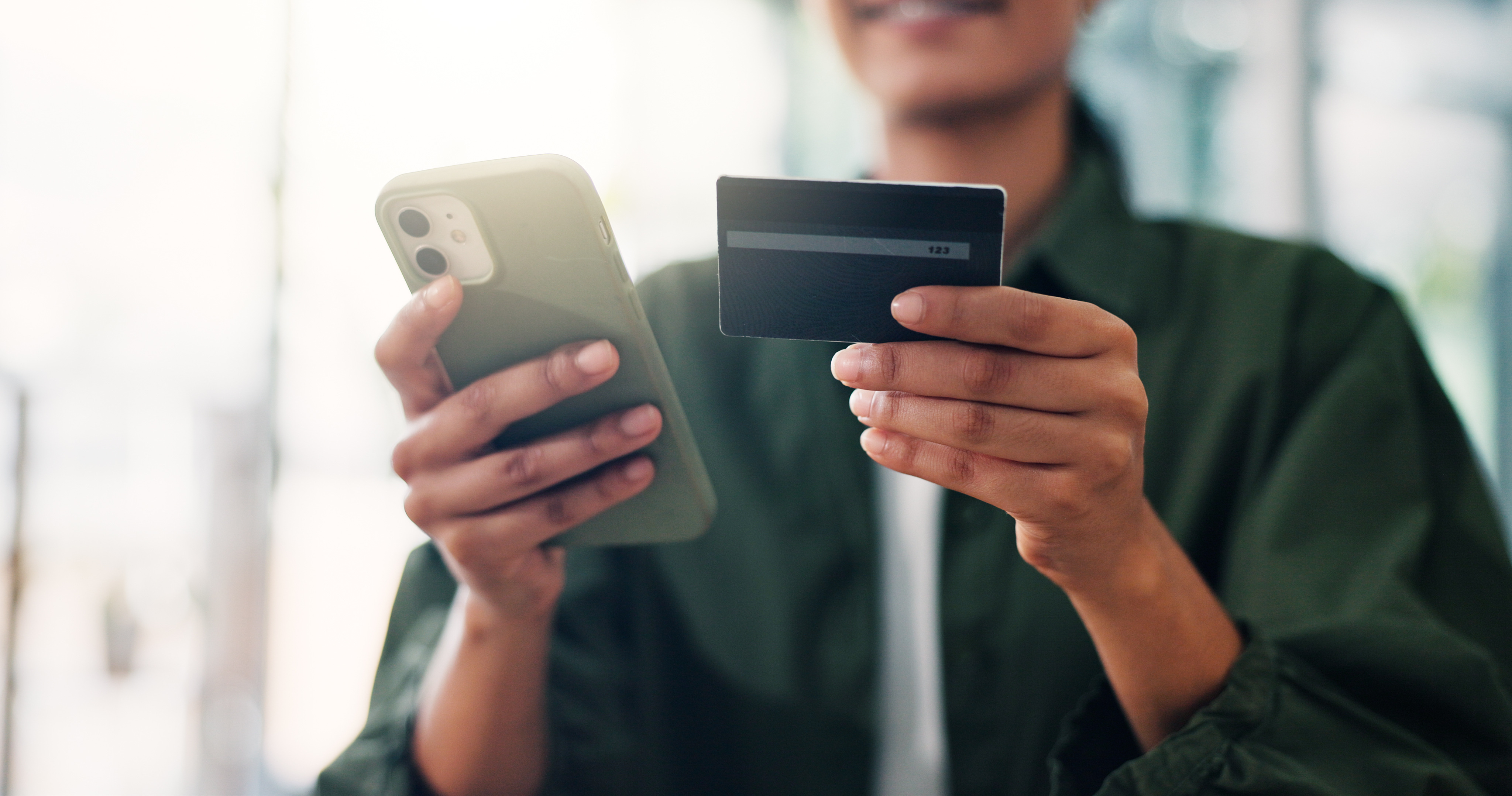 Person with credit card for digital payment