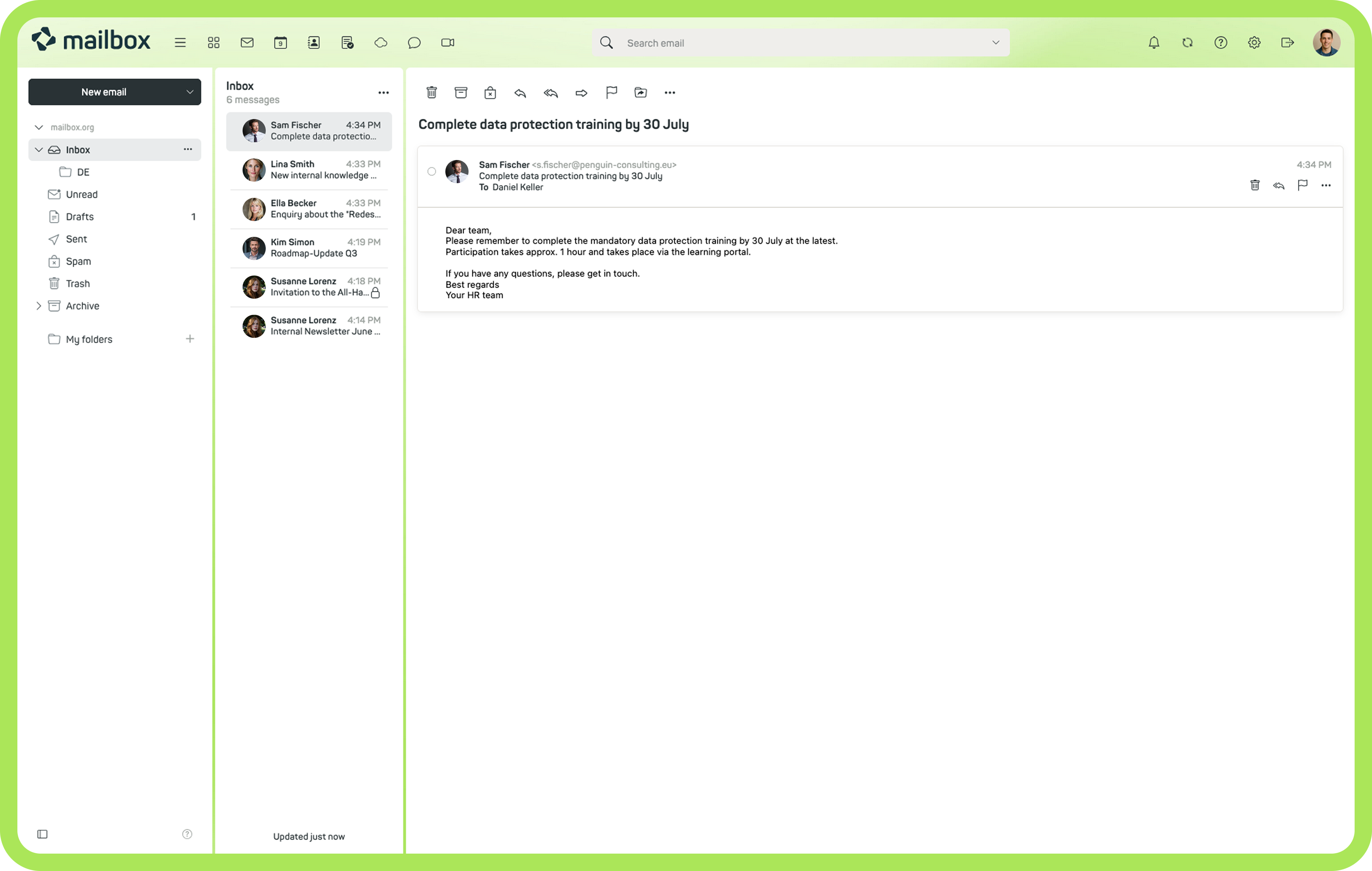 mailbox Mail: Inbox overview