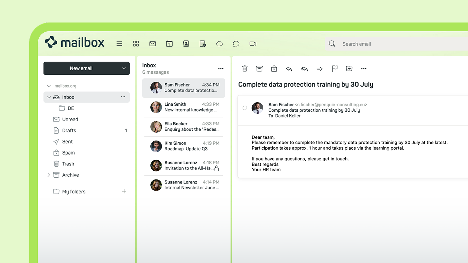 mailbox Mail: Overview of the inbox