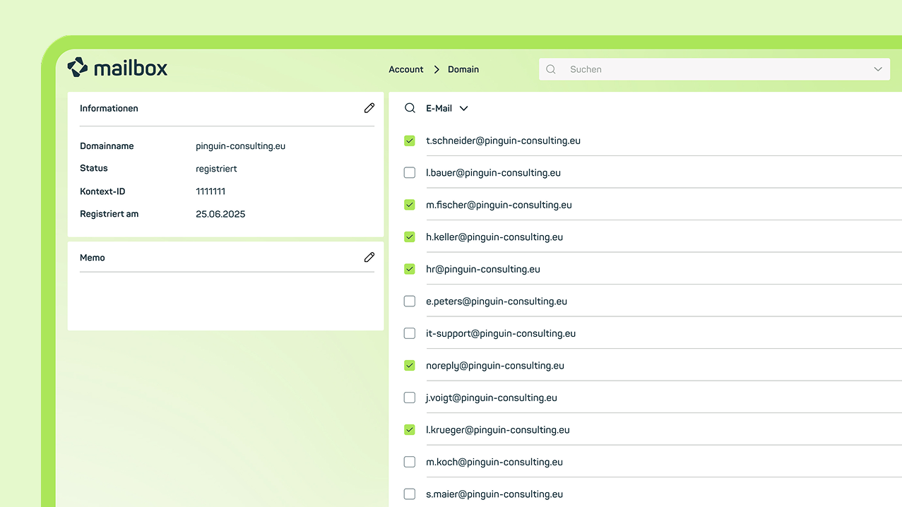 mailbox Admin: Übersicht über die Admin Console