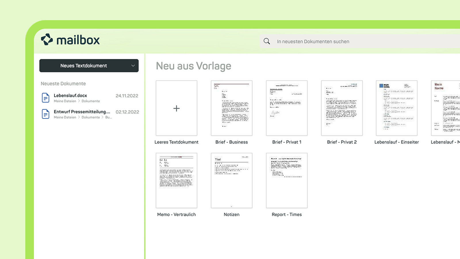 mailbox Office: Übersicht über neue Dokumente