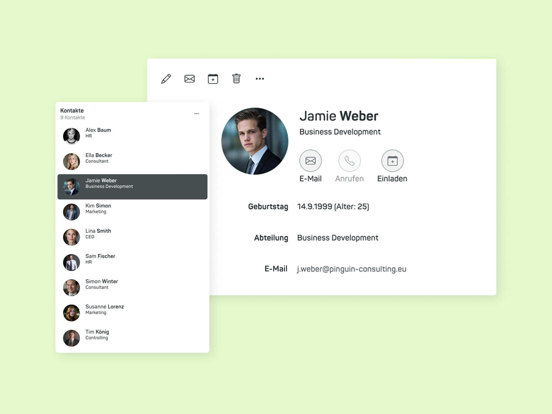 mailbox Office: Kalender und Adressbücher