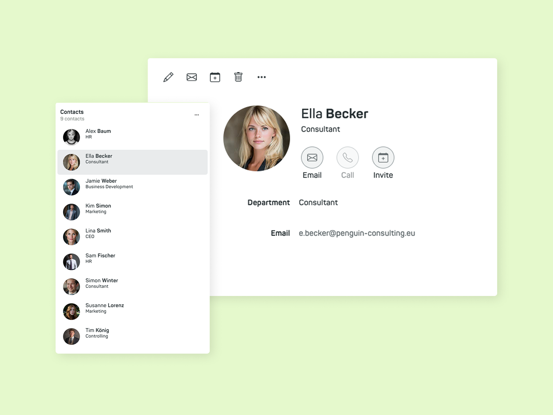 mailbox Office: Your contacts neatly organized in address books